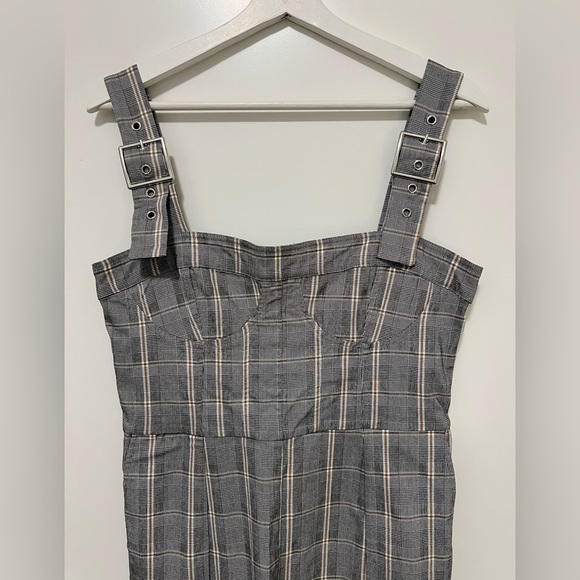 WeWoreWhat Corset Overalls in Grey Plaid - Picture 2 of 10